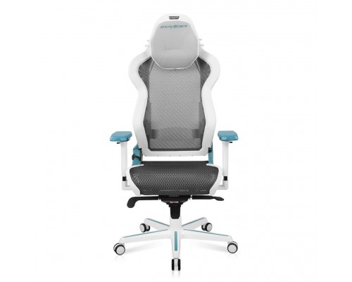 Игровое кресло DXRacer Air AIR/D7200/WQG компьютерное, до 100 кг, 4D, до 150 градусов, кожа PU, металл, цвет  белый/серый/голубой