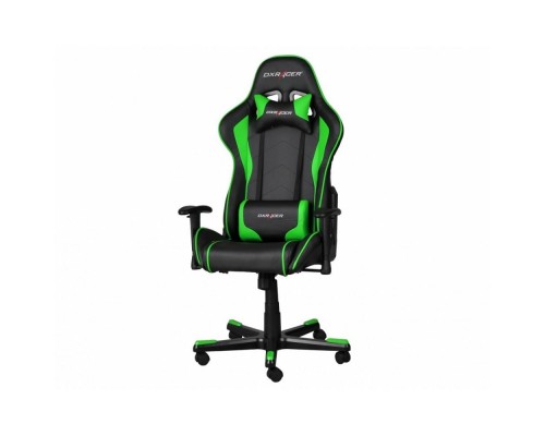 Игровое кресло DXRacer Formula OH/FE08/NE компьютерное, до 91 кг, кожа PU, металл, цвет  черный/зеленый