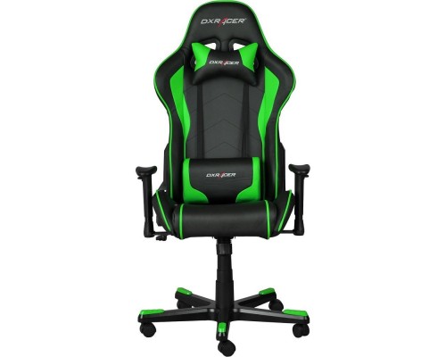 Игровое кресло DXRacer Formula OH/FE08/NE компьютерное, до 91 кг, кожа PU, металл, цвет  черный/зеленый