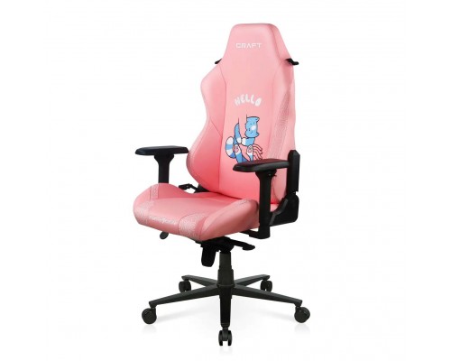 Игровое кресло DXRacer Craft CRA/D5000/P Hello Human Cat компьютерное, до 115 кг, 4D, до 150 градусов, кожа PU, металл, цвет  розовый с рисунком