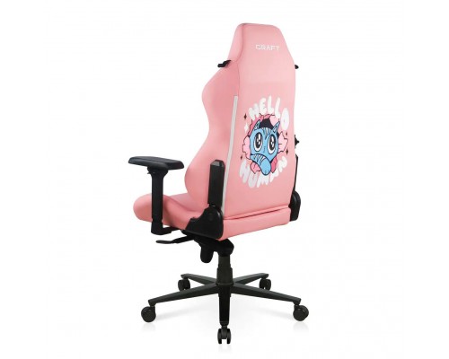 Игровое кресло DXRacer Craft CRA/D5000/P Hello Human Cat компьютерное, до 115 кг, 4D, до 150 градусов, кожа PU, металл, цвет  розовый с рисунком