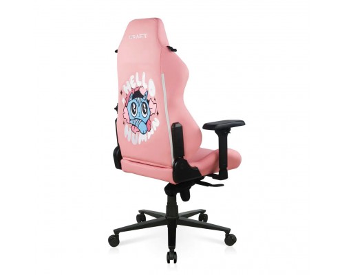 Игровое кресло DXRacer Craft CRA/D5000/P Hello Human Cat компьютерное, до 115 кг, 4D, до 150 градусов, кожа PU, металл, цвет  розовый с рисунком