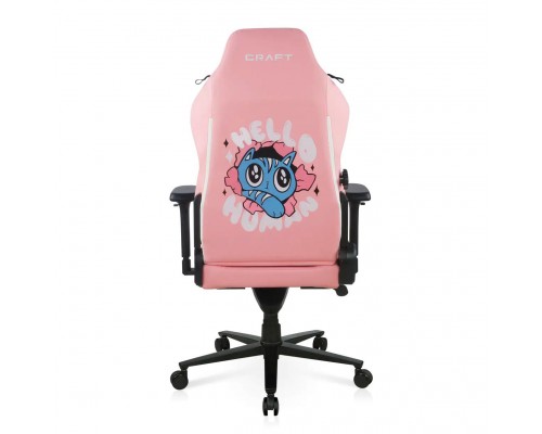 Игровое кресло DXRacer Craft CRA/D5000/P Hello Human Cat компьютерное, до 115 кг, 4D, до 150 градусов, кожа PU, металл, цвет  розовый с рисунком