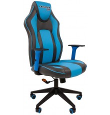 Игровое кресло Chairman game 23 компьютерное, до 120 кг, экокожа/пластик, цвет  серый/голубой                                                                                                                                                             