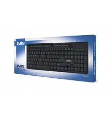 Клавиатура Sven KB-S302 SV-018252 мембранная, проводная, USB, 110 кн, подставка для смартфона, черная                                                                                                                                                     