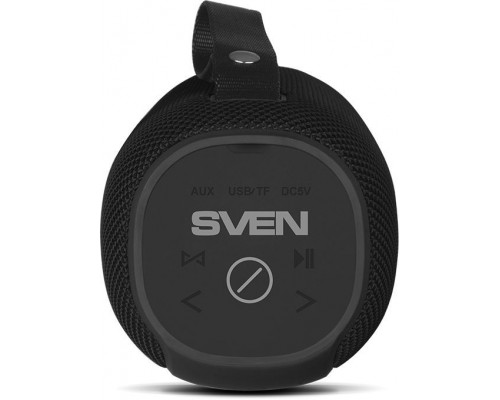 Портативная колонка Sven PS-290 black стерео, 20 Вт, 60-20000 Гц, Bluetooth, TWS, FM-тюнер, microSD, microUSB/USB, mini jack 3.5 мм, 3000 мАч, IPX6, черная