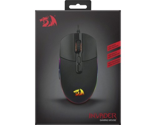 Мышь Redragon Invader проводная, оптическая, 10000 dpi, USB, 8 кнопок, RGB подсветка, черная