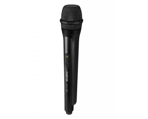 Микрофон Sven MK-710 SV-020514 беспроводной, для вокала, 80-12000 Гц, -60 дБ, радио/штекер 6.3 мм, ресивер, крона 6F22 (9V), 2 х AA, черный