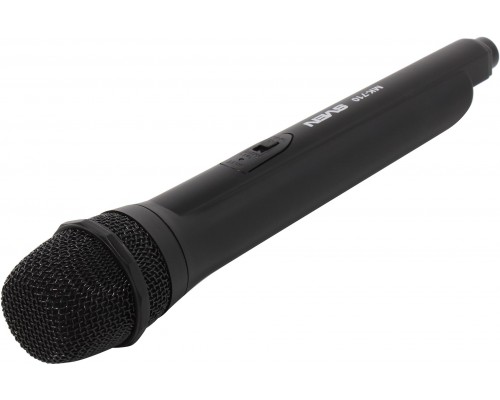 Микрофон Sven MK-710 SV-020514 беспроводной, для вокала, 80-12000 Гц, -60 дБ, радио/штекер 6.3 мм, ресивер, крона 6F22 (9V), 2 х AA, черный
