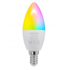 Умная LED лампочка Geozon RG-02 RGB, WiFi 802.11 b/g/n, E14, 2700K-6500K, C37, 350 lm, 4.5 Вт, AC 220-250В, до 15000 часов, белая + RGB                                                                                                                   