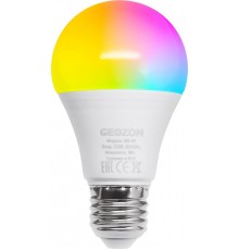 Умная LED лампочка Geozon RG-01 RGB, WiFi 802.11 b/g/n, E27, 2700K-6500K, А60, 806 lm, 10 Вт, AC 220-250В, до 15000 часов, белая + RGB                                                                                                                    