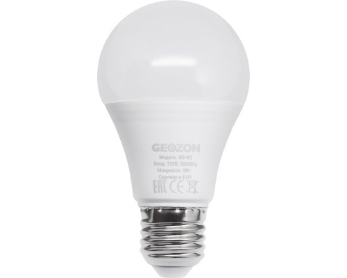 Умная LED лампочка Geozon RG-01 RGB, WiFi 802.11 b/g/n, E27, 2700K-6500K, А60, 806 lm, 10 Вт, AC 220-250В, до 15000 часов, белая + RGB