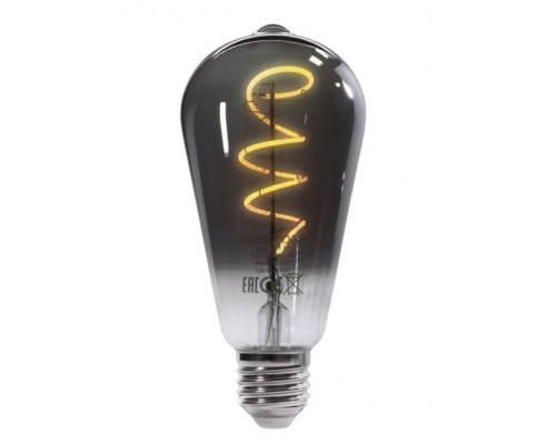 Умная LED лампочка Geozon FL-04 Filament, WiFi 802.11 b/g/n, E27, 2200K-5500K, ST64, 450 lm, 5.5 Вт, AC 220-250В, до 15000 часов, тонированная черная