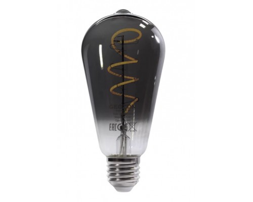 Умная LED лампочка Geozon FL-04 Filament, WiFi 802.11 b/g/n, E27, 2200K-5500K, ST64, 450 lm, 5.5 Вт, AC 220-250В, до 15000 часов, тонированная черная