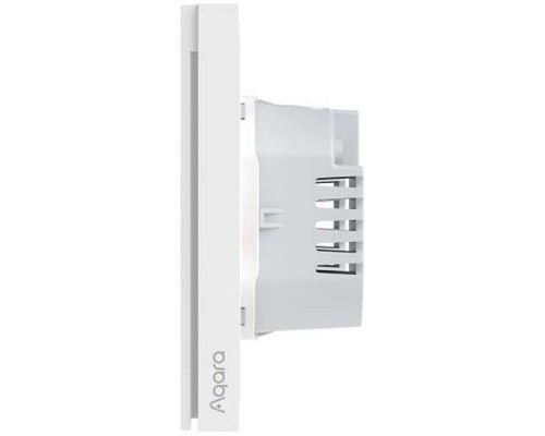 Умный выключатель Aqara WS-EUK04 Double, Neutral, Zigbee, 8А, 2000 Вт, двухклавишный, нажимные кнопки, скрытый монтаж, индикация, белый