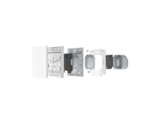 Умный выключатель Aqara WS-EUK04 Double, Neutral, Zigbee, 8А, 2000 Вт, двухклавишный, нажимные кнопки, скрытый монтаж, индикация, белый