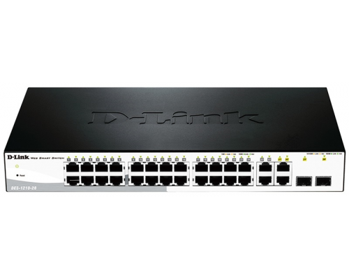 Управляемый коммутатор D-Link DES-1210-28/C2A , WEB Smart III Switch with 24 Ports 10/100Base-TX + 2 10/100/1000Base-T+ 2 Combo 10/100/1000Base-T/SFP