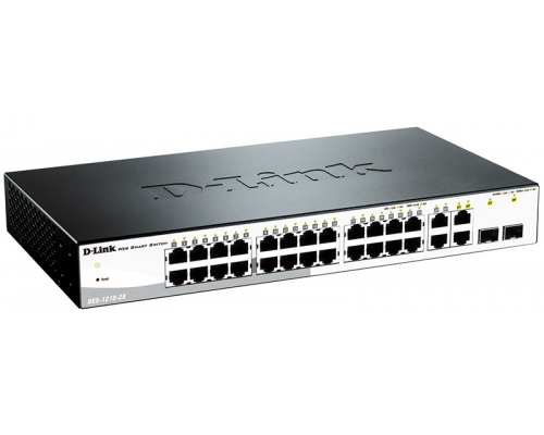 Управляемый коммутатор D-Link DES-1210-28/C2A , WEB Smart III Switch with 24 Ports 10/100Base-TX + 2 10/100/1000Base-T+ 2 Combo 10/100/1000Base-T/SFP