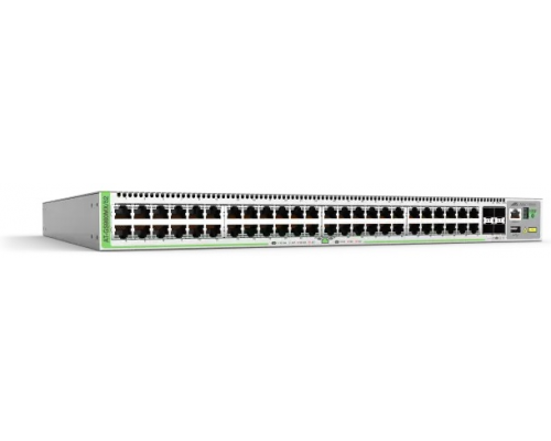 Управляемый коммутатор Allied Telesis L3 Stackable Switch, 48x 10/100/1000-T, 4xSFP+ Ports and a single fixed power supply,EU Power Cord