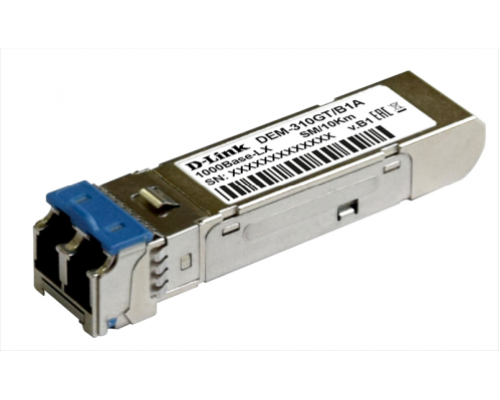 SFP-трансивер D-Link 310GT/B1A, SFP Transceiver with 1 1000Base-LX port.Up to 10km, single-mode Fiber, Duplex LC connector, Transmitting and Receiving wavelength: 1310nm, 3.3V power.