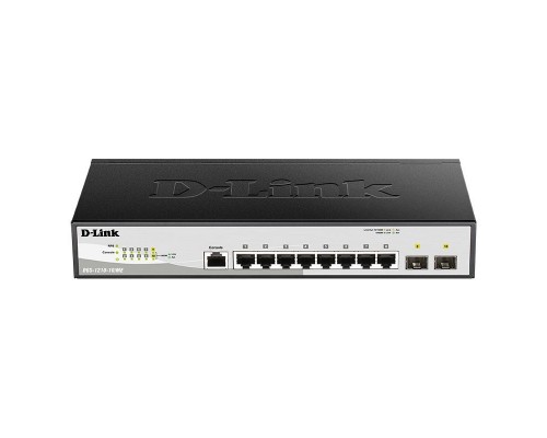 Управляемый коммутатор D-Link DGS-1210-10/ME/B2A, L2 Managed Switch with  8 10/100/1000Base-T ports and 2 1000Base-X SFP ports.16K Mac address, 802.3x Flow Control, 4K of 802.1Q VLAN, 802.1p Priority Queues, Traffic Segmen