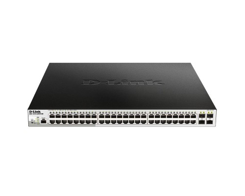 Управляемый коммутатор D-Link DGS-1210-52MPP/ME/B3A, PROJ L2 Managed Switch with 48 10/100/1000Base-T ports and 4 1000Base-X SFP ports  (48 PoE ports 802.3af/802.3at (30 W), PoE Budget 740 W).16K Mac address, 802.3x Flow C