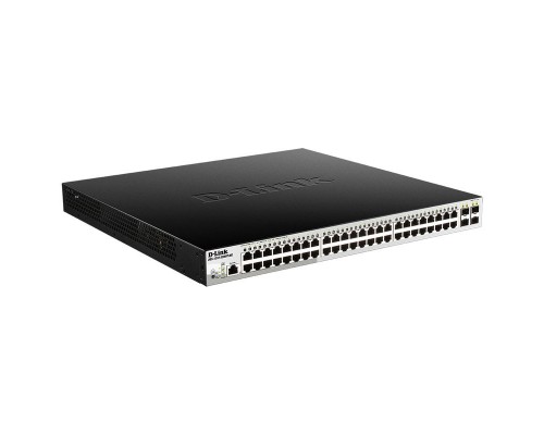 Управляемый коммутатор D-Link DGS-1210-52MPP/ME/B3A, PROJ L2 Managed Switch with 48 10/100/1000Base-T ports and 4 1000Base-X SFP ports  (48 PoE ports 802.3af/802.3at (30 W), PoE Budget 740 W).16K Mac address, 802.3x Flow C