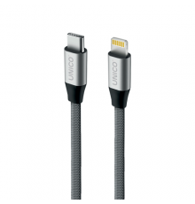 Unico Дата кабель type-С - lightning 2,1А, 5V/3A, 9V/2A, Power Delivery,  480 Мбит/с, нейлон, металл, 1м, серый                                                                                                                                           