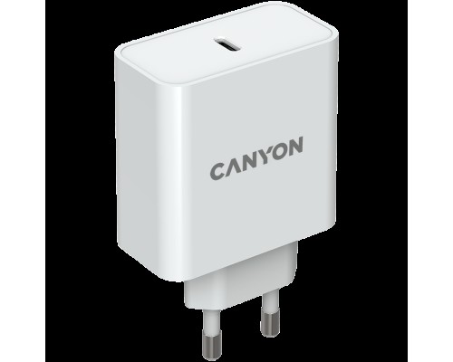 Адаптер Canyon, GAN 65W charger  Input:  100V-240V Output: 5.0V3.0A /9.0V3.0A /12.0V-3.0A/ 15.0V-3.0A /20.0V3.25A , Eu plug, Over- Voltage ,  over-heated, over-current and short circuit protection Compliant with CE RoHs,ERP. Size: 53*53*29mm, 110g, W