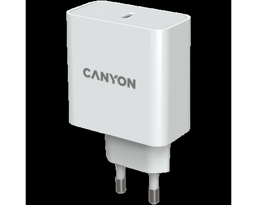 Адаптер Canyon, GAN 65W charger  Input:  100V-240V Output: 5.0V3.0A /9.0V3.0A /12.0V-3.0A/ 15.0V-3.0A /20.0V3.25A , Eu plug, Over- Voltage ,  over-heated, over-current and short circuit protection Compliant with CE RoHs,ERP. Size: 53*53*29mm, 110g, W