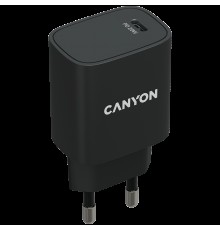 Адаптер питания Canyon, PD 20W Input: 100V-240V, Output: 1 port charge: USB-C:PD 20W (5V3A/9V2.22A/12V1.67A) , Eu plug, Over- Voltage ,  over-heated, over-current and short circuit protection Compliant with CE RoHs,ERP. Size: 80*42.3*30mm, 55g, Black