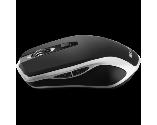 Мышь  CANYON MW-19 2.4GHz Wireless Rechargeable Mouse with Pixart sensor, 6keys, Silent switch for right/left keys,DPI: 800/1200/1600, Max. usage 50 hours for one time full charged, 300mAh Li-poly battery, Black -Silver, cable length 0.6m, 121*70*39m