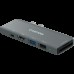 Док, USB-концентратор Canyon DS-05B Multiport Docking Station with 7 port, 1*Type C PD100W+2*HDMI+1*USB3.0+1*USB2.0+1*SD+1*TF. Input 100-240V, Output USB-C PD100W&USB-A 5V/1A, Aluminum alloy, Space gray, 104*42*11mm, 0.046kg(Generation B)