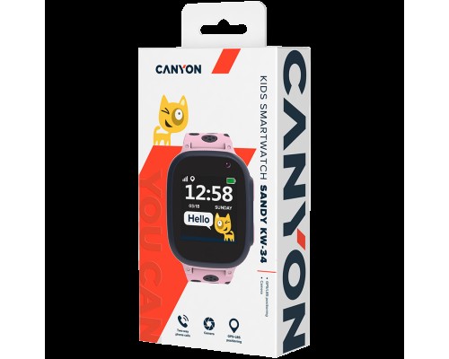 Умные часы Kids smartwatch, 1.44 inch colorful screen, GPS function, Nano SIM card, 32+32MB, GSM(850/900/1800/1900MHz), 400mAh battery, compatibility with iOS and android, Pink, host: 52.9*40.3*14.8mm, strap: 230*20mm, 42g