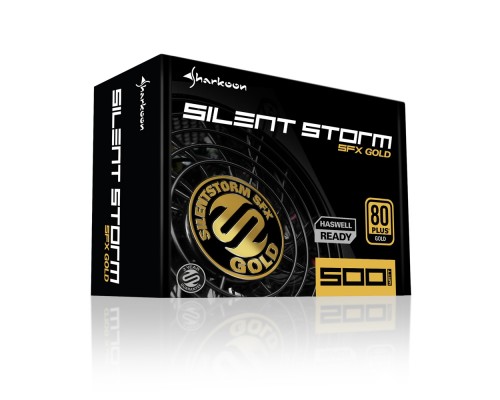 Блок питания Sharkoon SilentStorm SFX Gold 500W, 450 Вт, SFX-L (ATX), 120х120 mm Fan, 4x SATA, 2x PCI-E, 1x CPU, 100-240 В, 20+4 pin, Gold 80 PLUS