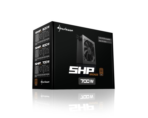 Блок питания Sharkoon SHP Bronze 700W, 700 Вт, ATX 2.3, 120х120 mm Fan, 6x SATA, 4x PCI-E, 1x CPU, 100-240 В, 20+4 pin, Bronze 80 PLUS