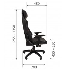 Игровое кресло Chairman game 44 компьютерное, до 120 кг, экокожа/пластик, 3D, наклон до 180 градусов, цвет  черный/серый                                                                                                                                  