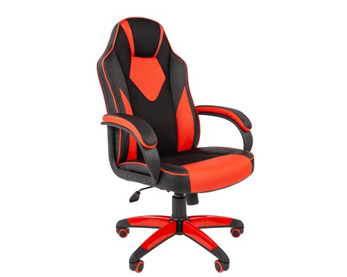 Игровое кресло Chairman game 17 компьютерное, до 120 кг, экокожа/ткань TW, пластик, цвет  черный/красный