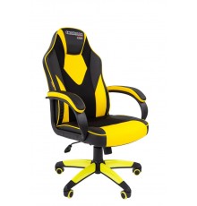 Игровое кресло Chairman game 17 компьютерное, до 120 кг, экокожа/ткань TW, пластик, цвет  черный/желтый                                                                                                                                                   