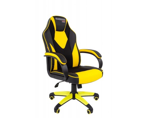 Игровое кресло Chairman game 17 компьютерное, до 120 кг, экокожа/ткань TW, пластик, цвет  черный/желтый