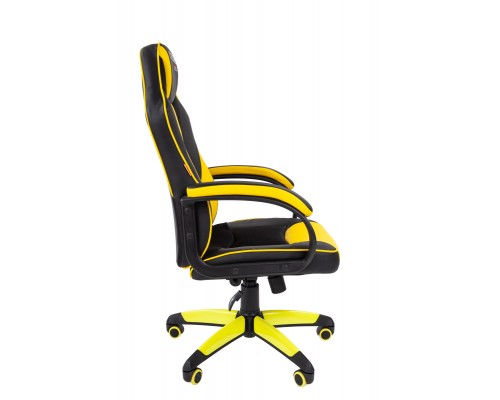Игровое кресло Chairman game 17 компьютерное, до 120 кг, экокожа/ткань TW, пластик, цвет  черный/желтый