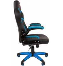 Игровое кресло Chairman game 18 00-07069665 компьютерное, до 120 кг, ткань/экокожа/пластик, цвет  черный/голубой                                                                                                                                          