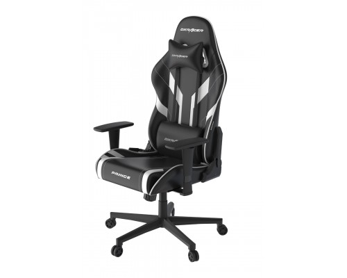 Игровое кресло DXRacer Peak OH/P88/NW компьютерное, до 90 кг, кожа PU, металл, 3D, до 135 градусов, цвет  черный/белый