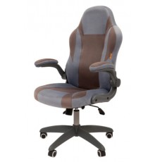 Игровое кресло Chairman game 55 компьютерное, до 120 кг ткань велюр Т-71 голубой/Т-55 серый, пластик                                                                                                                                                      