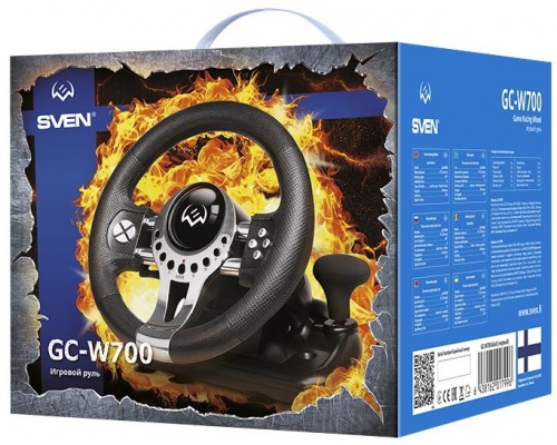 Руль Sven GC-W700 SV-017996, USB, PC, 12кн. + 2 педали, лепестки, АКПП, виброотдача, черный