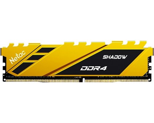 Оперативная память 8GB Netac Shadow NTSDD4P36SP-08Y DDR4, 3600 MHz, 28800 Мб/с, CL18, 1.35 В (DIMM) Yellow