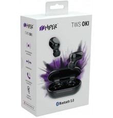 Наушники Hiper TWS OKI HTW-LX1 Black Bluetooth, вставные, 20-20000 Гц, 16 Ом, 90 дБ, USB Type-C, 2x40 мАч, 300 мАч, IP54, с микрофоном, черные                                                                                                            