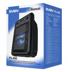 Портативная колонка Sven PS-400 Black 1.0, 12 Вт, 100-20000 Гц, Bluetooth, FM-радио, microSD/USB, 1200 мАч, вход микрофона, LED-дисплей, черная                                                                                                           