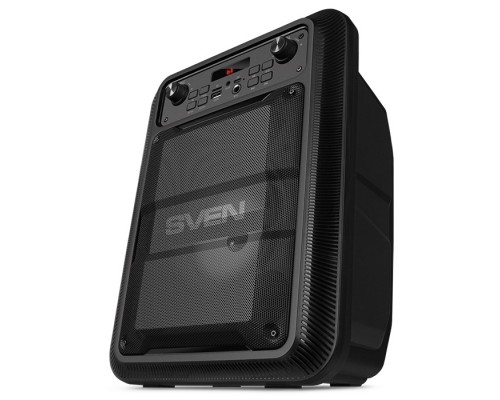 Портативная колонка Sven PS-400 Black 1.0, 12 Вт, 100-20000 Гц, Bluetooth, FM-радио, microSD/USB, 1200 мАч, вход микрофона, LED-дисплей, черная