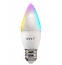 Умная LED лампочка Wi-Fi HIPER IoT LED A2 RGB, WiFi 2.4 ГГц, 802.11 b/g/n, E27, Candle C37, AC 220-250В, 2700K-6500K, 6 Вт, 520 лм, Android  iOS 10                                                                                                       